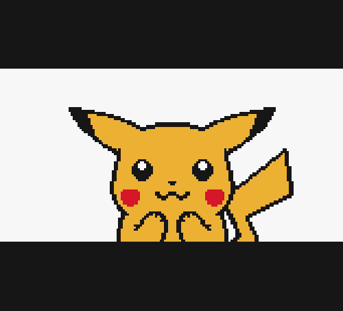 Pixel-art Pikachu waving